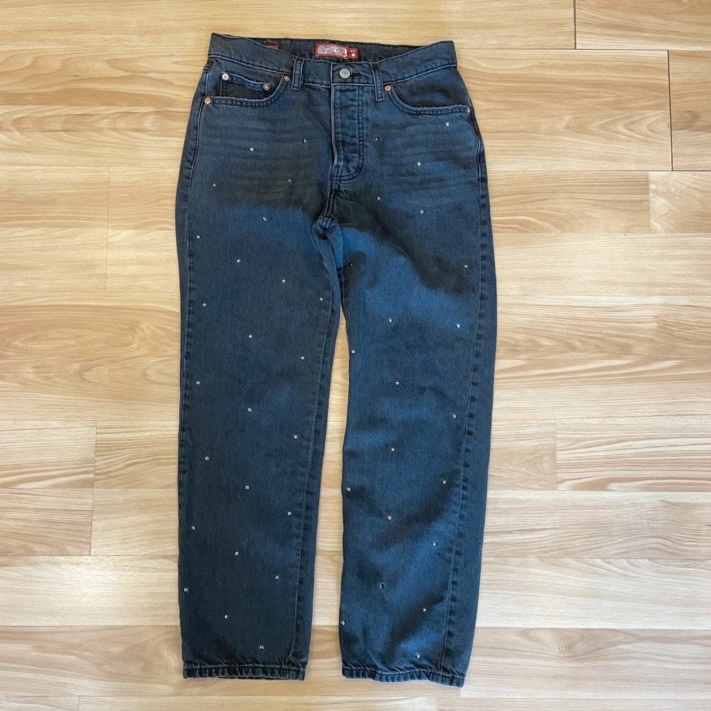 Lucky Brand Lucky Legend Jeans Womens 4/27‎ Black Cotton 90s Loose Stud Western